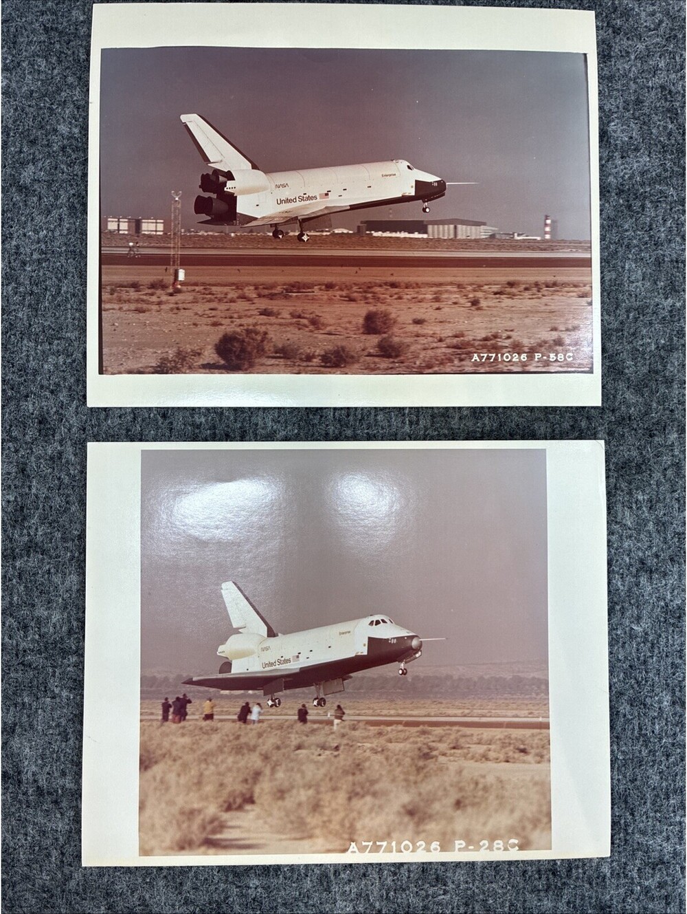 Vtg 1977 NASA Photo Pair Space Shuttle Enterprise Approach Landing Test Edwards